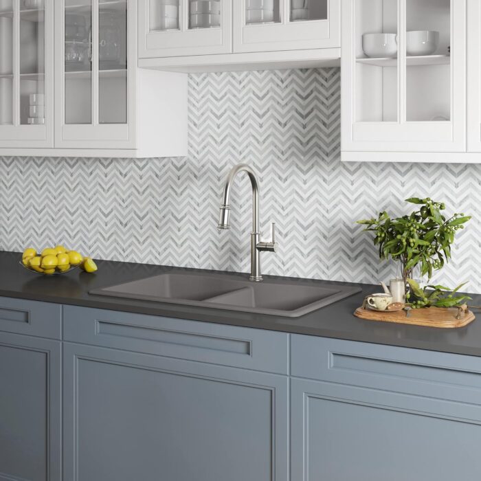 Forteza™ 33” Dual Mount 50/50 Double Bowl Granite Kitchen Sink in Grey, KGD-52GREY - Image 9