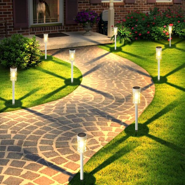 Solar Pathway Lights Outdoor Waterproof, 8 Pack LED Solar Garden Lights for outside Decorations, Dusk to Dawn Solar Walkway Lights Landscape Lighting - Image 3