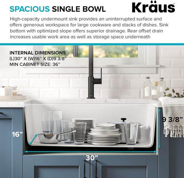 Kitchen Sink Bellucci 32” Undermount Workstation Granite, Metallic White, Accessories, KGUW1-33WH - Image 9