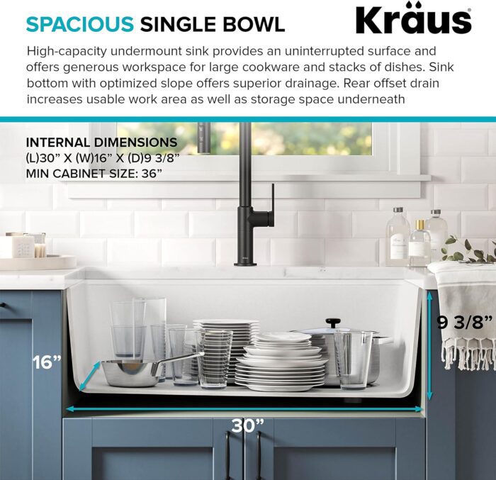 Kitchen Sink Bellucci 32” Undermount Workstation Granite, Metallic White, Accessories, KGUW1-33WH - Image 9