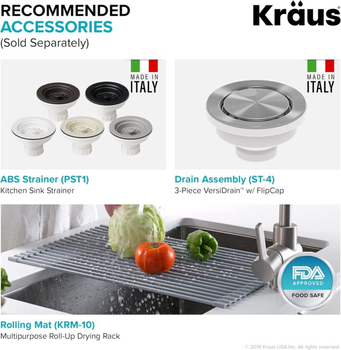 Forteza™ 33” Dual Mount 50/50 Double Bowl Granite Kitchen Sink in Grey, KGD-52GREY - Image 8