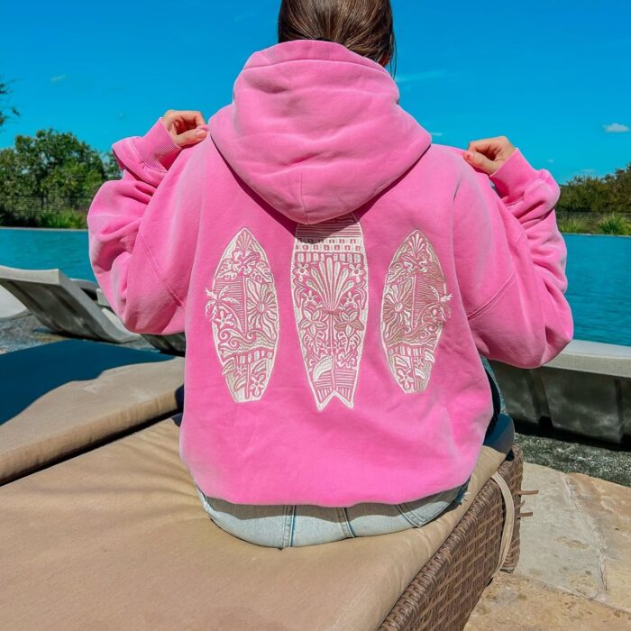 Preppy Embroidery Floral Hoodie for Teen Girl Women Oversized Hooded Sweatshirt Y2K Vintage Graphic Pullover Top - Image 5