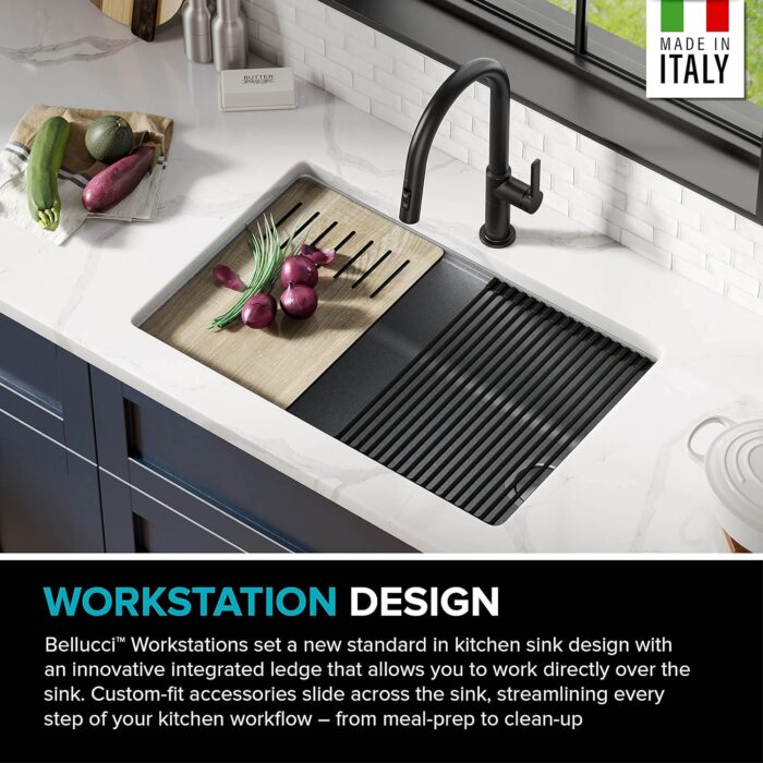 Kitchen Sink Bellucci 30” Undermount Workstation Granite, Metallic Gray, Accessories, KGUW2-30MGR - Image 6