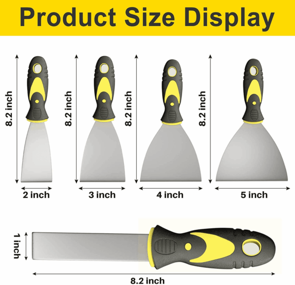 5Pcs Putty Knife, Set, 1" 2" 3" 4" 5" Scraper, Spackle Knife, Paint Scraper, Scraper Tool, No Rusting, Perfect for Repairing Drywall, Removing Wallpaper, Mud, Plaster Scraping - Image 2