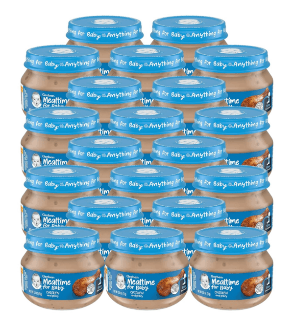 Mealtime for Baby 2Nd Foods Baby Food Jar, Chicken & Gravy, Non-Gmo Pureed Baby Food with Essential Nutrients, 2.5-Ounce Glass Jar (Pack of 20 Jars)