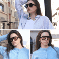 Trendy Square Aviator Sunglasses for Women Flat Top Designer Stylish Frame Sun Glasses Vintage Shades - Image 3
