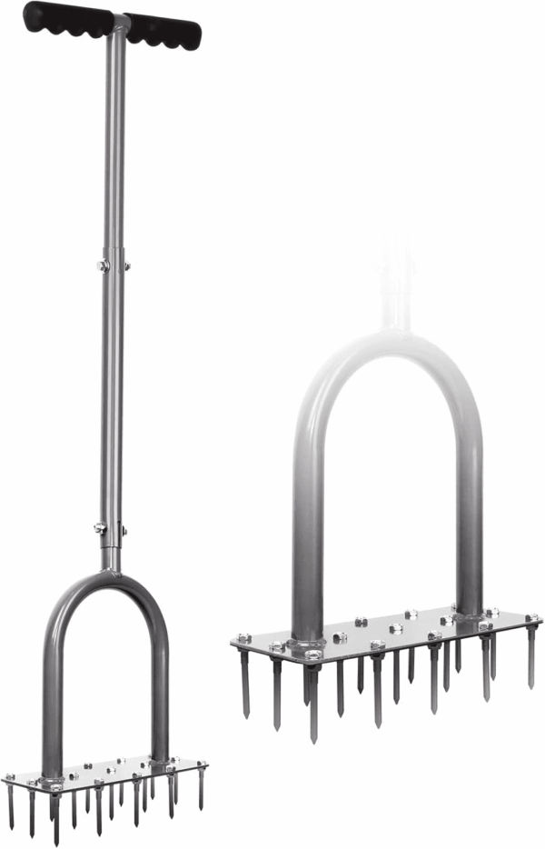 Lawn Aerator Spike Metal Manual Dethatching Soil Aerating Lawn with 15 Iron Spikes, Pre-Assembled Grass Aerator Tools for Yard, Lawn Aeration, Garden Tool, Revives Lawn Health, Patented
