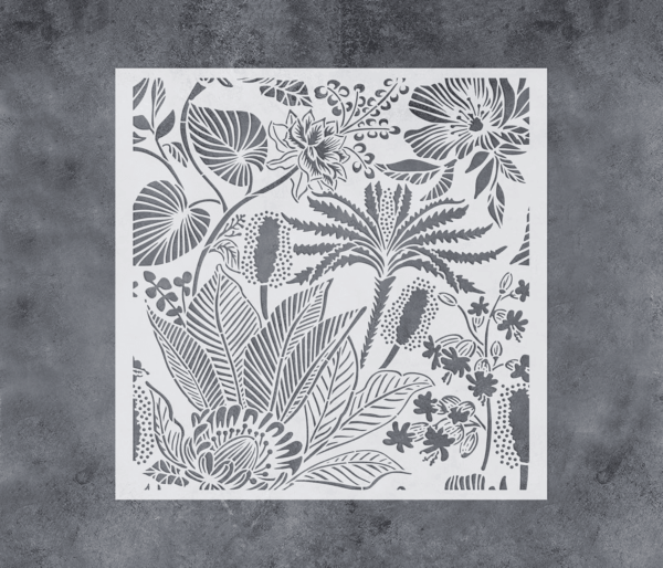 Allover Floral Wall Stencils 12X12Inch Large Plants Flowers Stencil for Wall Decor Reusable Flower Stencils for Painting Walls Floors Wood Furniture