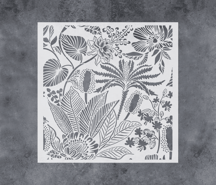 Allover Floral Wall Stencils 12X12Inch Large Plants Flowers Stencil for Wall Decor Reusable Flower Stencils for Painting Walls Floors Wood Furniture