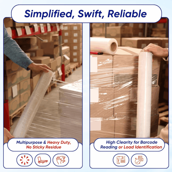 Stretch Wrap, Industrial Strength 4 Roll Clear, 18” X 1500 Feet, 80 Gauge (20 Micron), Heavy Duty Plastic Shrink Film for Packing, Wrapping, Bundling, Shipping, Pallets, and Moving Essentials - Image 4