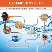Drain Auger, Clog Remover with Drill Adapter, 25 Feet Flexible Plumbing Snake Use Manually or Powered for Kitchen,Bathrom and Shower Sink, Comes with Gloves (Orange) - Image 8