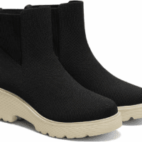 Everly Women'S Water-Repellent Chunky Wedge Boots Silp on Round-Toe Booties 6Cm/2.36" Heel Height Booties Anti-Slip Outsole Platform Chunky Wedge Boots Lady Dress Jeans Winter Fall Boots