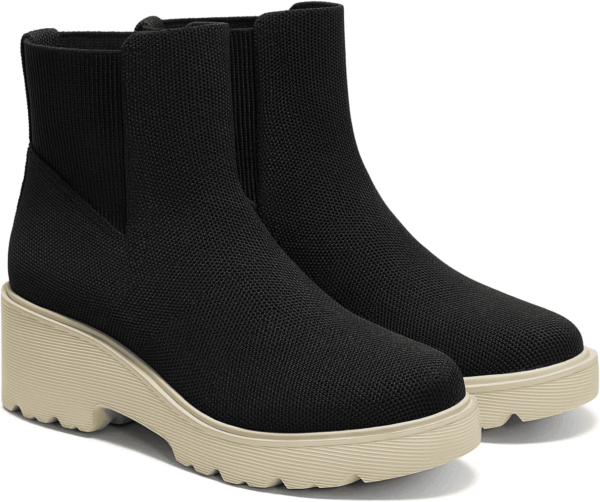 Everly Women'S Water-Repellent Chunky Wedge Boots Silp on Round-Toe Booties 6Cm/2.36" Heel Height Booties Anti-Slip Outsole Platform Chunky Wedge Boots Lady Dress Jeans Winter Fall Boots
