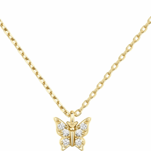 14K Gold Plated Dainty Cubic Zirconia Pendant Necklace for Women | Dot, Elephant, Butterfly, Pineapple, Lock, Knot, Palm Tree, Bow, Smiley Pendant | Layering Chain Necklaces