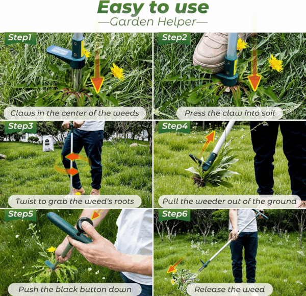 Weed Puller, Stand up Weeder Hand Tool, Long Handle Garden Weeding Tool with 3 Claws, Hand Weed Hound Weed Puller for Dandelion, Standup Weed Root Pulling Tool and Picker, Grabber (1 Pack) - Image 6