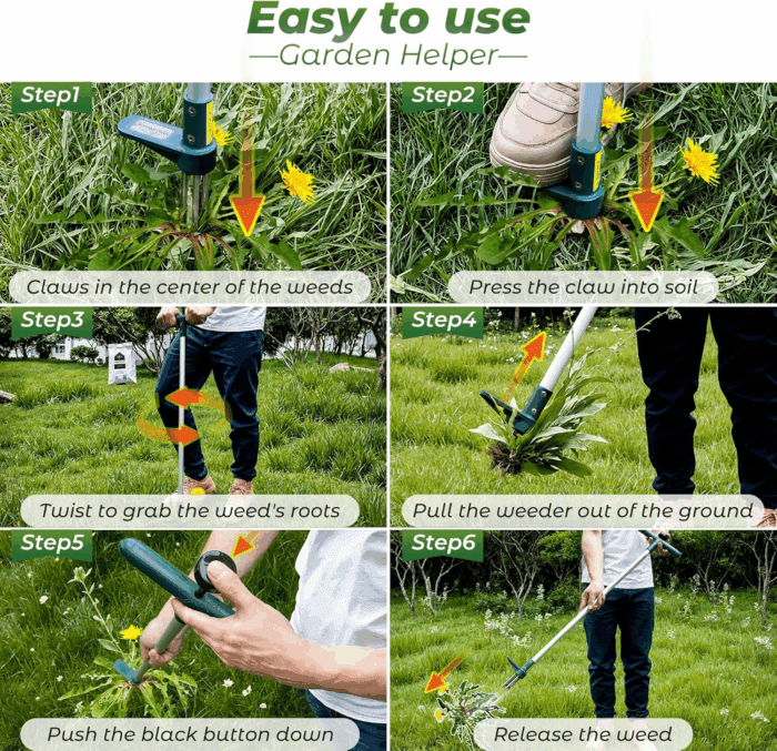 Weed Puller, Stand up Weeder Hand Tool, Long Handle Garden Weeding Tool with 3 Claws, Hand Weed Hound Weed Puller for Dandelion, Standup Weed Root Pulling Tool and Picker, Grabber (1 Pack) - Image 6