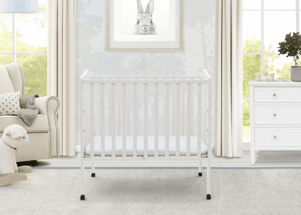 Folding Portable Mini Baby Crib with 1.5-Inch Mattress - Greenguard Gold Certified, White - Image 2