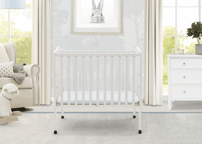 Folding Portable Mini Baby Crib with 1.5-Inch Mattress - Greenguard Gold Certified, White - Image 2
