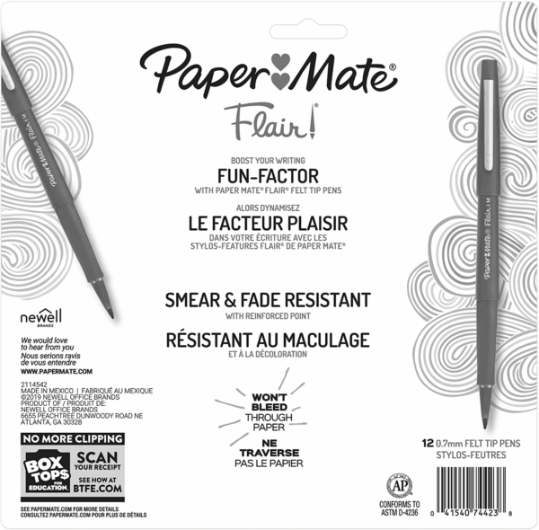 Flair Felt Tip Pens, Medium Point (0.7Mm), Assorted Colors, 1 Pack of 12 - Image 9