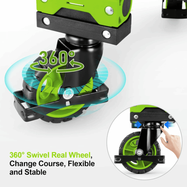 330LB Folding Hand Truck Heavy Duty Carrying, Combination of Four Wheels and Two Wheels Convertible Dolly Cart with Retractable Handle Dolly for Moving Office Carts(Green) - Image 5