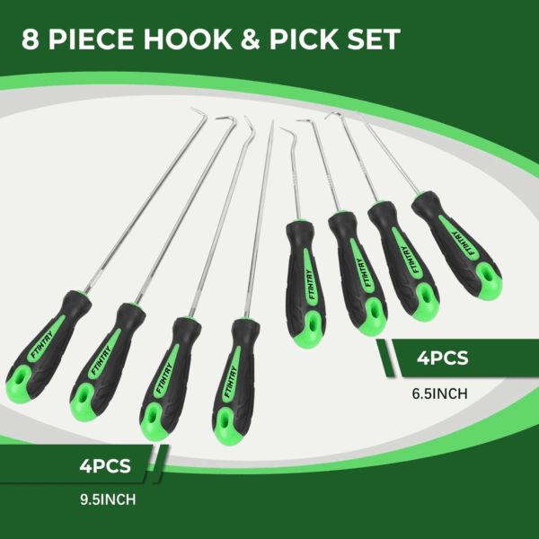 8PCS Pick and Hook Set, Precision Automotive Hook Set, Car Auto Oil Seal/O-Ring Seal Gasket Mini Precision Hooks Puller Remover (Green) - Image 6