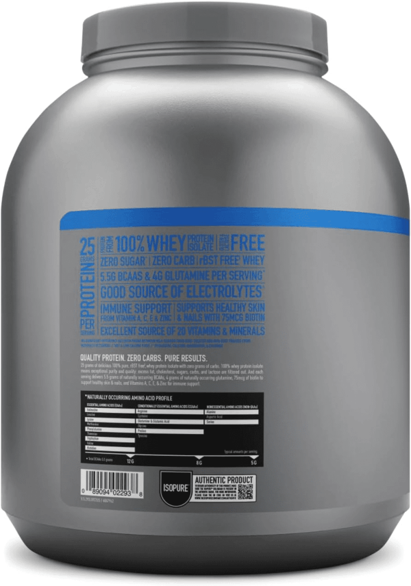 Zero Carb 100% Pure Whey Isolate Protein Powder, Lactose Free, Gluten Free, with Vitamins, Creamy Vanilla, 25G Protein per Serving, 4.5 Lbs, 66 Servings - Image 10