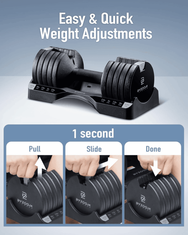 Adjustable Dumbbell 12.5/25Lb Set of 2 or Single Unit Piece Weight Training Fitness Exercise Body Workout 5 in 1 for Home Gym Beginners Woman - Image 2