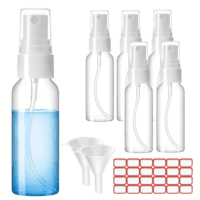Spray Bottles, 2Oz/50Ml Clear Empty Fine Mist Plastic Mini Travel Bottle Set, Small Refillable Liquid Containers with 2Pcs Funnels and 24Pcs Labels (6 Pack)