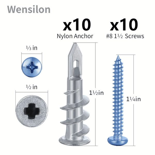 Self-Drilling Drywall Anchors Assortment Kit – 182 Pcs for Concrete, Drywall, and Sheetrock – Heavy Duty Wall Anchors for Easy Installation, No Drill Bit Required - Image 4