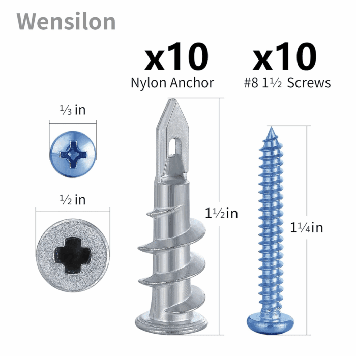 Self-Drilling Drywall Anchors Assortment Kit – 182 Pcs for Concrete, Drywall, and Sheetrock – Heavy Duty Wall Anchors for Easy Installation, No Drill Bit Required - Image 4