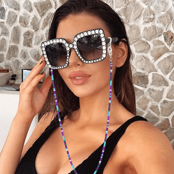 4Pcs Beaded Eyeglass Chains for Women & Girls, Sunglass Holder Strap around Neck, Acrylic Glasses Hanger Keeper - Image 6