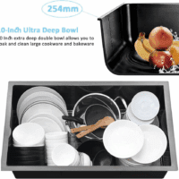 27 Inch Black Undermount Sink - 27X19 Undermount Kitchen Sink Deep Single Bowl Stainless Steel Black Kitchen Sink with Colander - Image 7