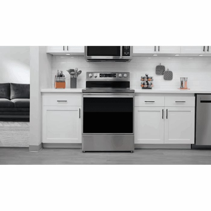 30-In Glass Top 5 Burners 5.8-Cu Ft Air Fry Convection Oven Freestanding Electric Range ( Stainless Steel ) - Image 5