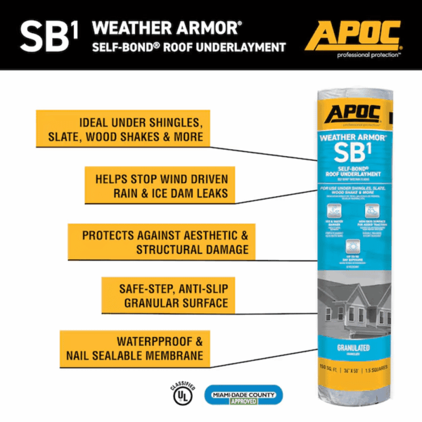 Self-Bond 36.0-In X 50.0-Ft 150.0-Sq Ft Rubberized Asphalt Roof Underlayment - Image 2