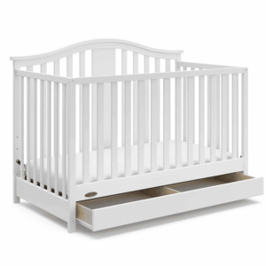 Solano 4-In-1 Convertible Crib with Drawer Combo (White) – GREENGUARD Gold Certified, Includes Full-Size Nursery Storage Drawer, Converts to Toddler Bed and Full-Size Bed