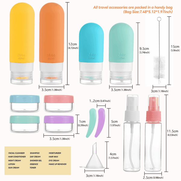 16 Pack Travel Bottles Set - TSA Approved Leak Proof Silicone Squeezable Containers for Toiletries, Conditioner, Shampoo, Lotion & Body Wash Accessories (16 Pcs/White Pack) - Image 9