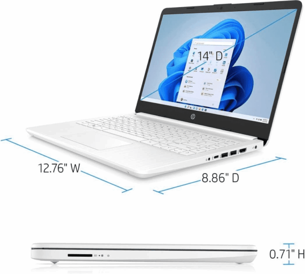 Portable Laptop, Student and Business, 14" HD Display, Intel Quad-Core N4120, 8GB DDR4 RAM, 64GB Emmc, 1 Year Office 365, Webcam, SD Card Reader, HDMI, Wi-Fi, Windows 11 Home, White, KKE Mousepad - Image 5