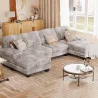 Sectional Couches for Living Room, U Shaped Couch with Chenille Fabric, 4 Seat Modern Sofa with Removable Pillows for Apartment and Small Space (Fabric, Grey) - Image 6