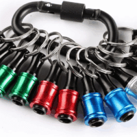 12Pc Portable Bit Holder Key Chain, 1/4 Inch Hex Shank Screwdriver Bit Clip for Impact Driver Drill Bit Extension Nut Driver W/Black Carabiner, Quick Release Lightweight Drill Screw Adapter