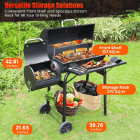 Charcoal Grills with Offest Smokers: Spacious Barrel Charcoal BBQ Grill | Barbecue Smoker Grill Combo for Outdoor Backyard Patio Camping Picnic and Party - Image 6