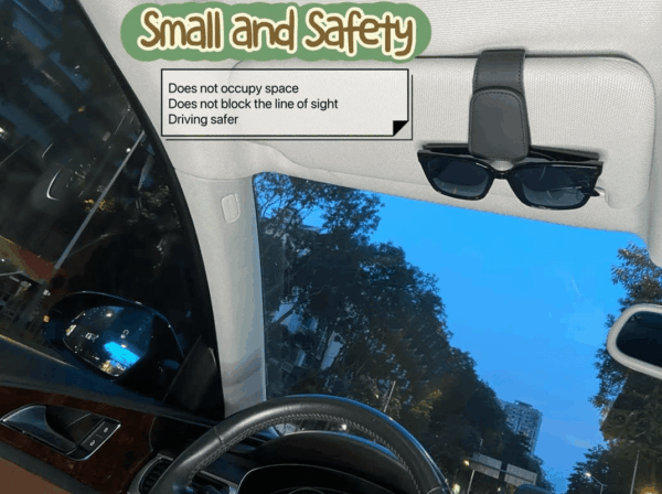 Magnetic Leather Sunglass Holder for Car, Sunglasses Clip for Car Visor, Auto Interior Accessories Universal for Different Size Eyeglasses (Black) - Image 7