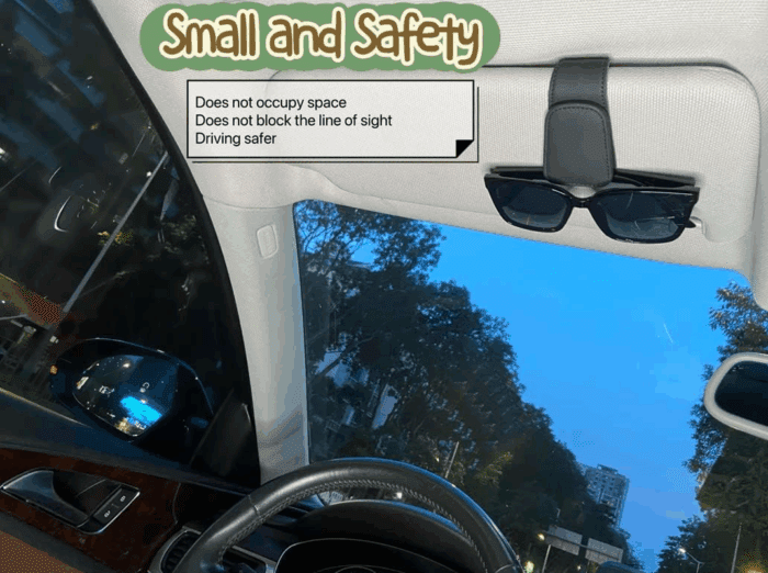 Magnetic Leather Sunglass Holder for Car, Sunglasses Clip for Car Visor, Auto Interior Accessories Universal for Different Size Eyeglasses (Black) - Image 7