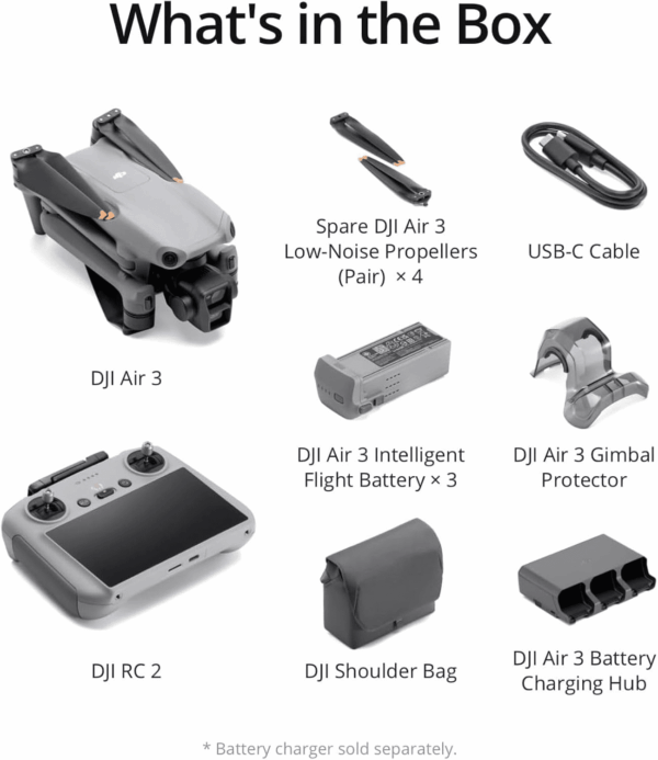 Air 3 Fly More Combo with  RC 2, Drone with Camera 4K, Dual Primary Cameras, 3 Batteries for Extended Flight Time, 48MP Photo, 20Km Max Video Transmission, FAA Remote ID Compliant - Image 6