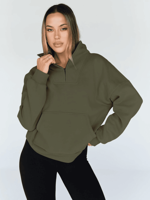 Sweatshirts Quarter Half Zip Pullover Oversized Hoodies Sweaters Comfy Fall Outfits 2025 Y2K Winter Clothes - Image 2