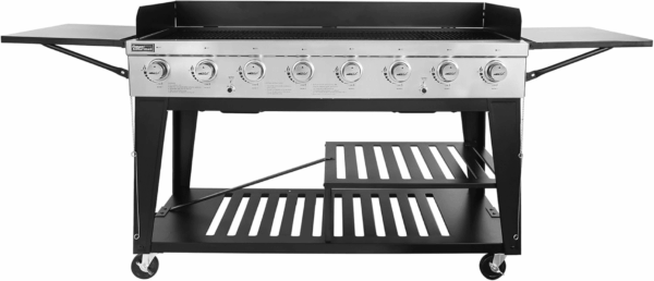 8-Burner Gas Grill, 104,000 BTU Liquid Propane Grill, Independently Controlled Dual Systems, Outdoor Party or Backyard BBQ, Black