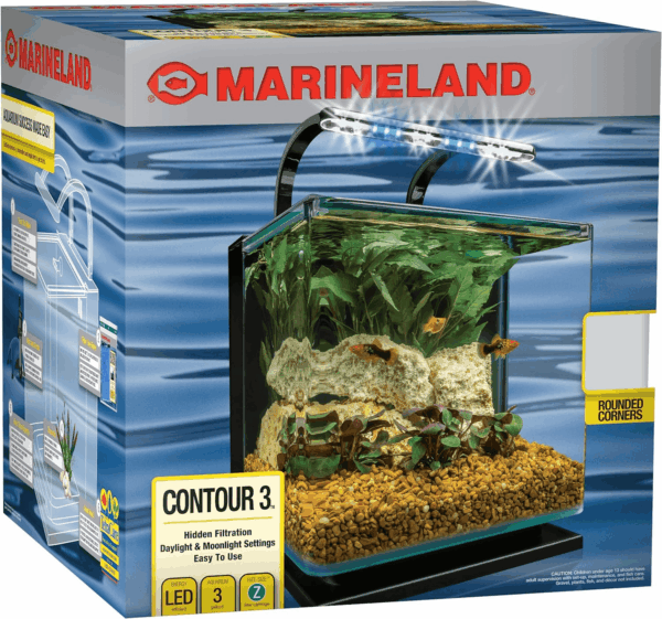 Contour 3 Aquarium Kit 3 Gallons, Rounded Glass Corners, Includes LED Lighting - Image 8