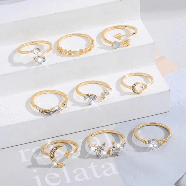 Gold Stackable Rings for Women Gifts Trendy Stuff Simple Star Moon Heart Knuckle Rings Set Boho Rings Cute Stuff Birthday Gifts Gold Rings Pack Jewelry Easter Basket Essentials Stuffers - Image 9