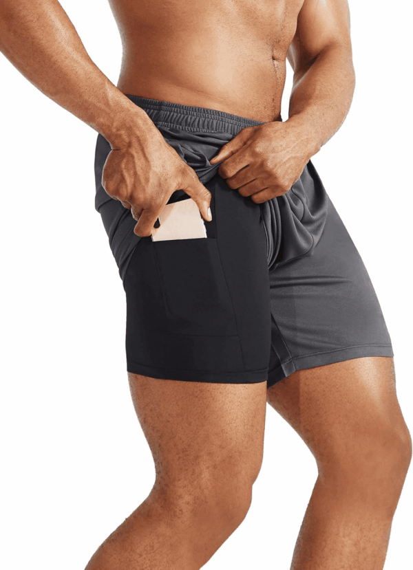 Men'S 2 in 1 Running Shorts with Liner,Dry Fit Workout Shorts with Pockets - Image 5