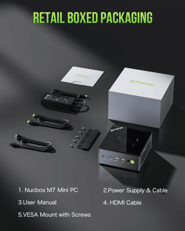 Mini PC Gaming, M7 AMD Ryzen 7 PRO 6850H (8C/16T 4.70Ghz) Dual NIC LAN 2.5G Desktop Computer, 32GB DDR5 RAM + 512GB Hard Drive Pcle SSD, Dual USB4, HDMI 2.1, USB-C - Image 9