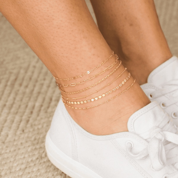 Waterproof Ankle Bracelets for Women, 14K Real Gold Filled Anklets for Women 6PCS Anklet Set Dainty Summer Beach Jewelry - Image 4